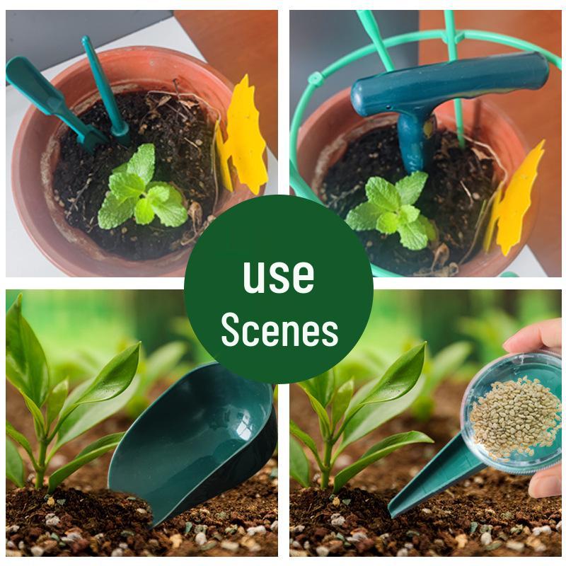 Garden Seedling Hole Puncher with Long Handle - Plastic Planter Tool for Planting and Digging