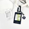 Music Player ID Card Holder with Spring Rope Heart Charm for Women Girls Kid Colorful Bus Subway Credit Card Protector Shell