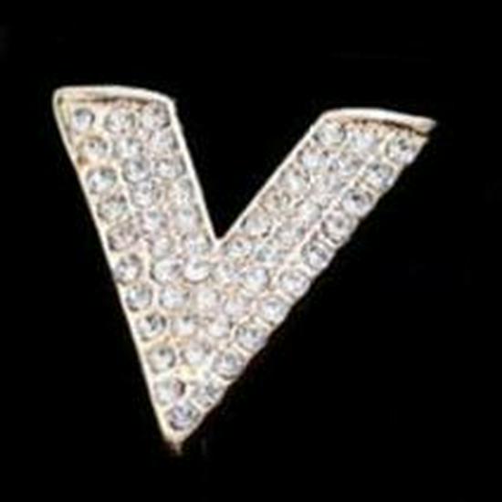 Rhinestone Inlaid V-neck Fashion Brooch Pin & Scarf Buckle золотой