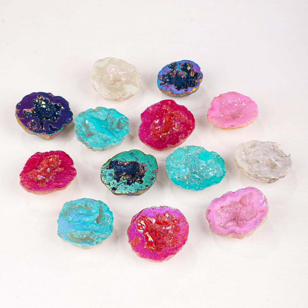 1pc Natural Crystal Aura Moroccan Agate Crystal Cave Ornament Crystal Raw Stone Treasure Pot Home Desktop Decoration Stone gifts