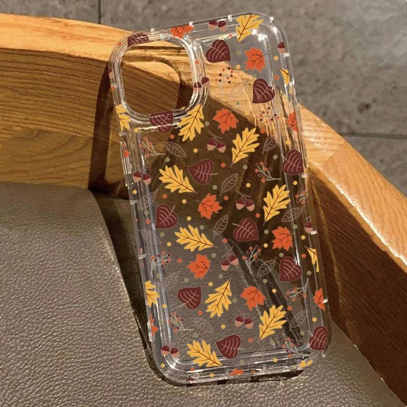 Warm Autumn Leaf Pattern Phone Case for IPhone 17 Air  16 15 14 13 12 11 X XR Xs 8 7 Plus Pro Max 17 Air Silicone Clear Cover iPhone 15