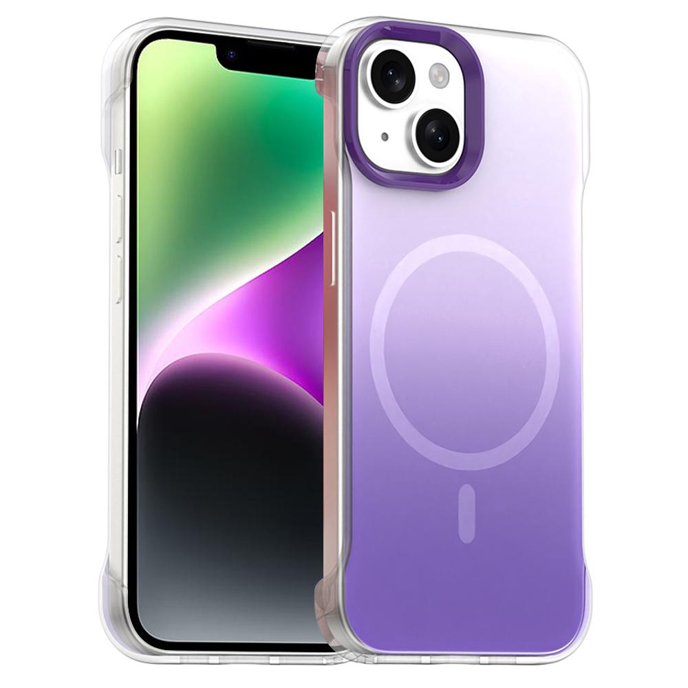 

For iPhone 14 Case Compatible with MagSafe Frameless TPU PC Phone Back Cover Purple