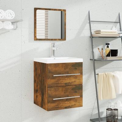 Vidaxl Cabinet with Sink, Smoked Oak, Wood-based Material