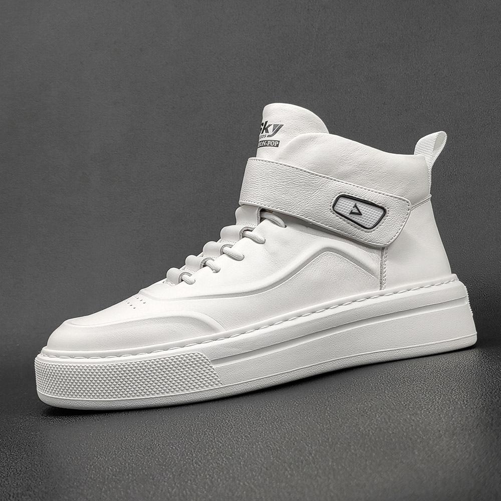 White high-top board shoes trendy shoes raw leather high-top shoes platform casual shoes 38