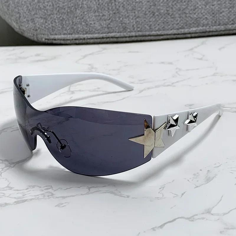 New Women's Fashion Y2K Sunglasses Star Decorative Large Frame Sun Glasses Outdoor Sports Cycling Eyewear UV400