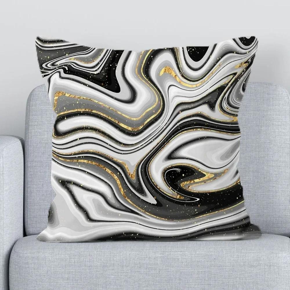 Chair Cushion Cover X Black Golden Marble Pillowcase  Short Plush Pillow Cases for Bed Lounge Chairs Fall Decor Sofa