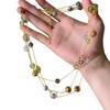Chic Stone Glass Beaded Layered Necklace: High-End Sweater Chain Design for Women