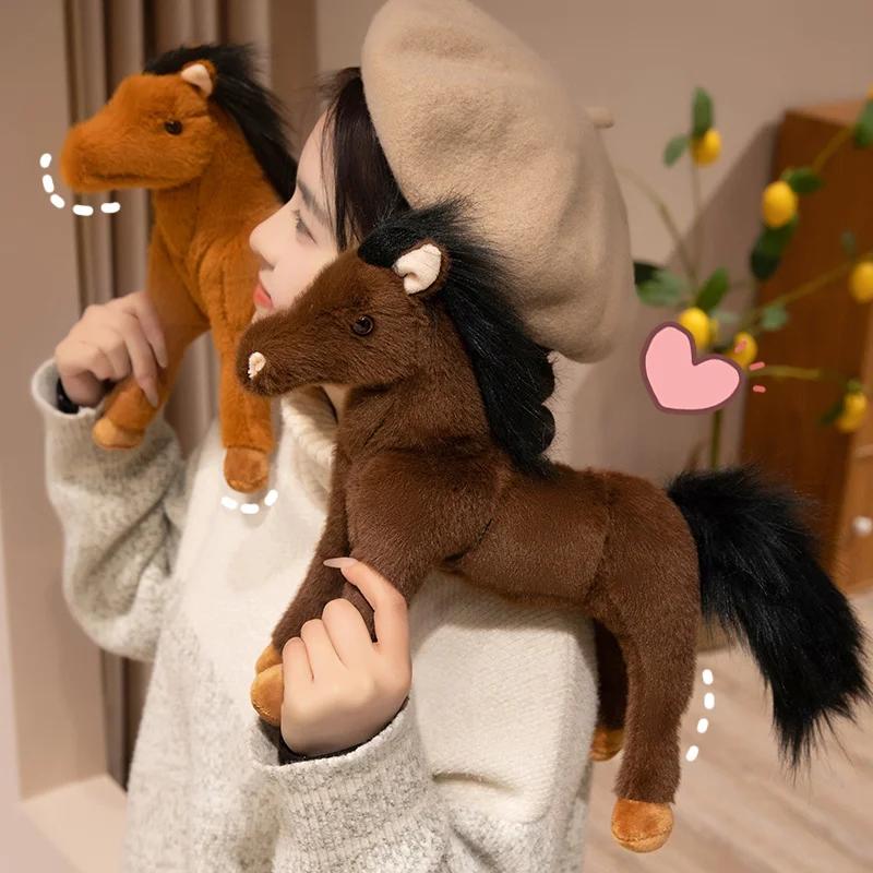 

25/30CM Simulated Pony Plush Toys Stuffed Soft Animal Doll Cartoon Horse Toy for Birthday Gift Home Decoration