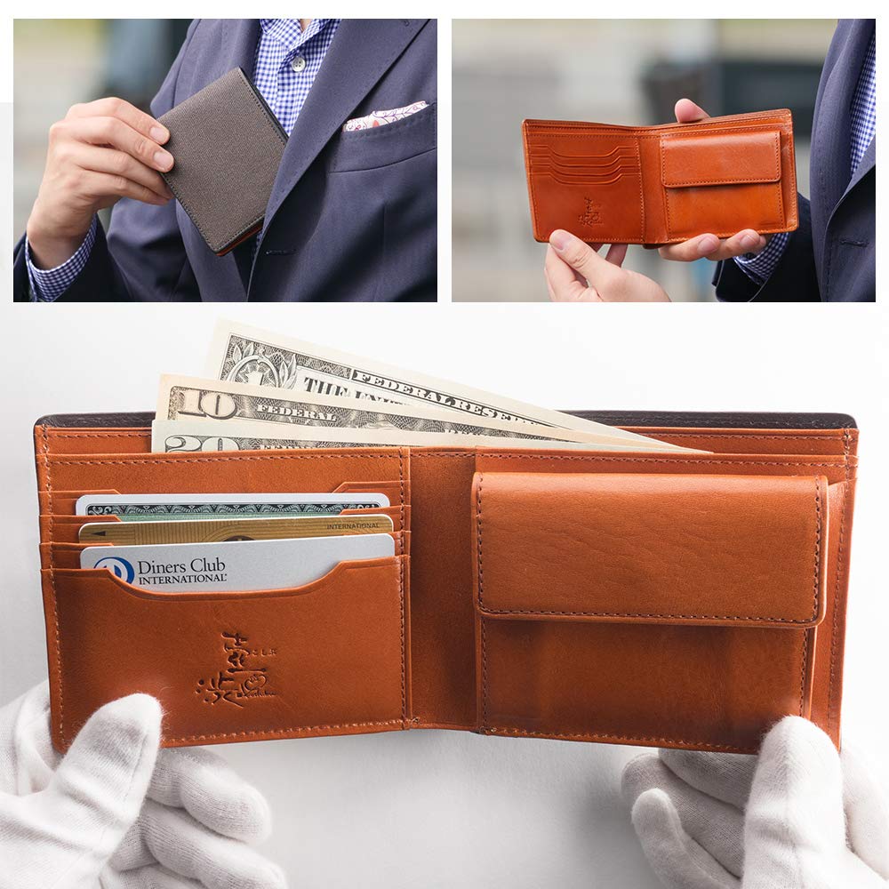 Koshibu Coin Italian Made In Japanese Persimmon Shibu Ten Thousand Tiger Birthday Wallet, Bifold, Purse, Men's, Leather, Japan, Clothes, Dyed, Canvas,