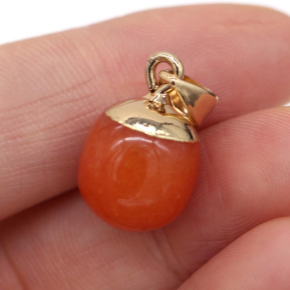 2Pcs, Aura Healing Crystal Pendant with Golden Buckle, Handcrafted Spherical Natural Stone Quartz Agate Gemstone Charms for Jewelry Making DIY Crafts