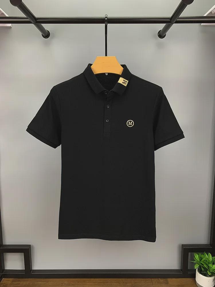 High-End Embroidered Men's Cotton Polo Shirt: Summer Short-Sleeved Lapel Design