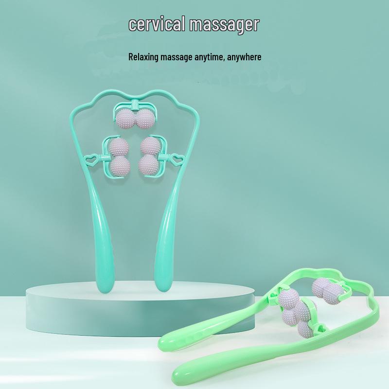 Handheld Dual Ball Neck & Trapezius Massager for Cervical Spine – Multifunctional Manual Massager