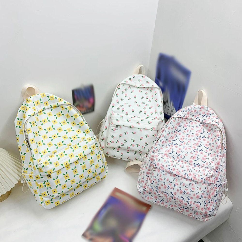 Fashion Students Backpack Aesthetic Shoulder Bag High Quality Floral School Bag Travel