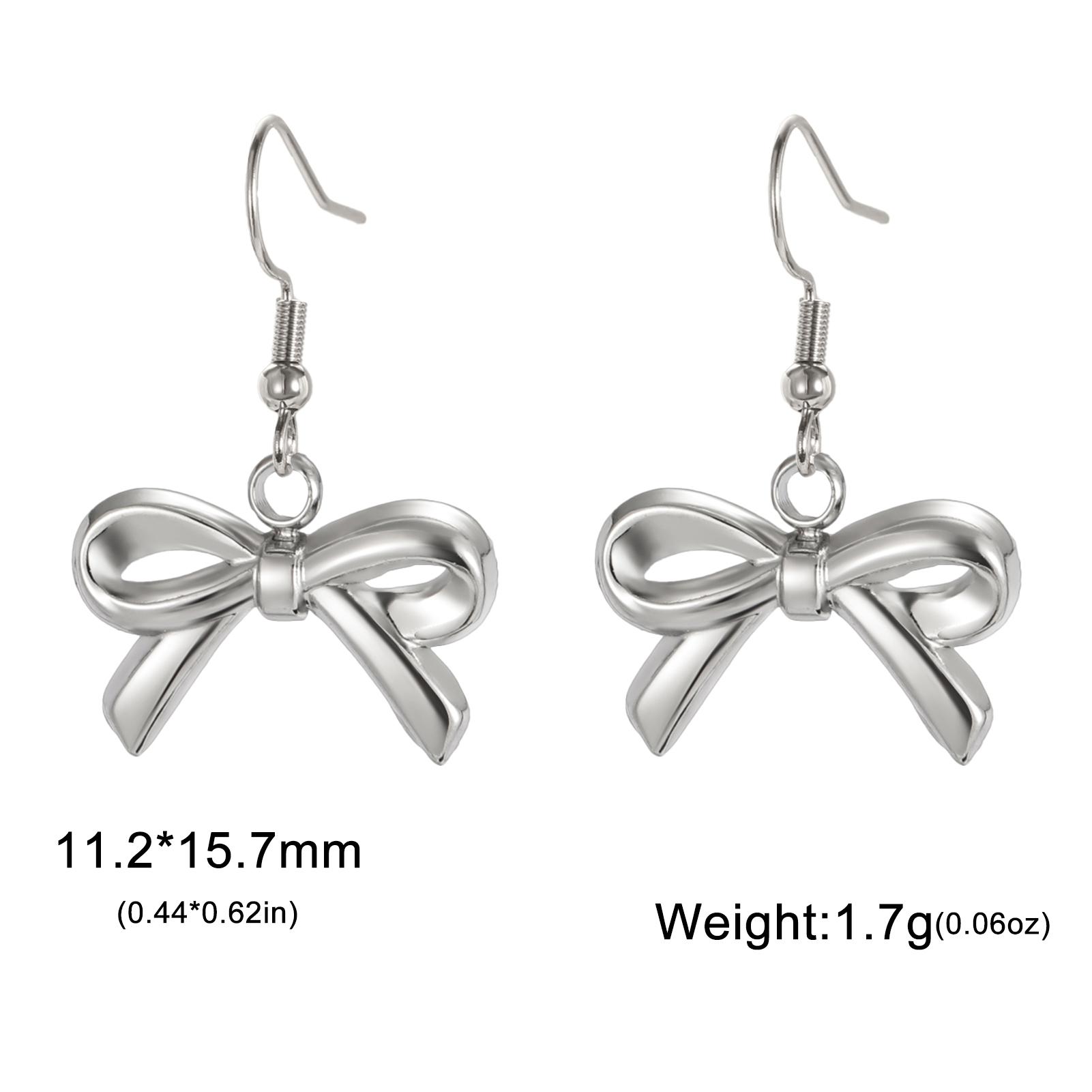

Teamer Kpop Bowknot Dangle Earrings for Women Girls Trendy Stainless Steel Earrings Steel Gold Color Cute Street Party Jewelry