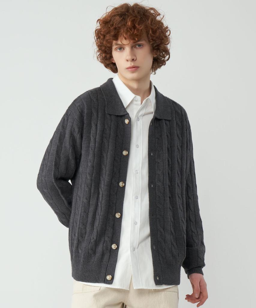Untapped Studio Oversized Cable Collar Knit Cardigan 3 Colors