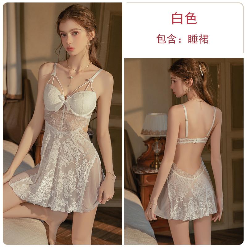 Women's Velvet Mesh Cutout Underwire Push Up Padded Sleep Dress with Robe Lounge Set