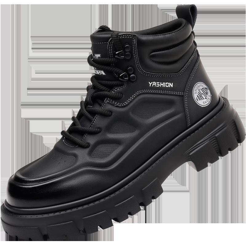 

Winter new men s high-top casual leather shoes men s Martin boots lightweight platform men s shoes 38