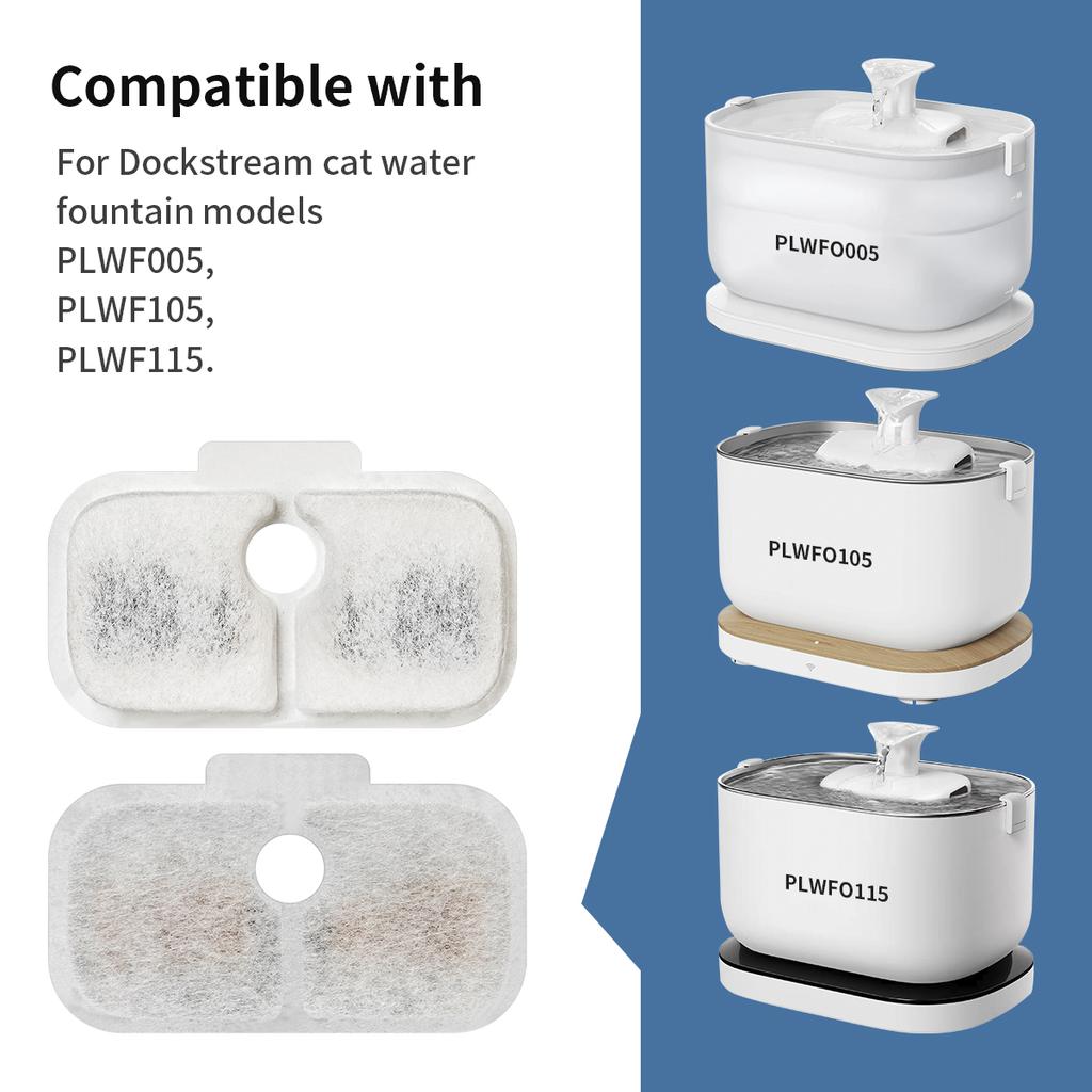 Paquete de 12 Filtros de Repuesto para Fuente de Agua para Gatos de 6 Meses para PETLIBRO Dockstream PLWF1 PLWF005 PLWF105