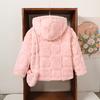 Children's Clothing New Autumn Winter Solid Color Heart Jacquard Hooded Plush Jacket for Girls