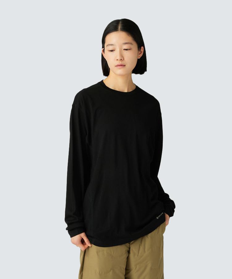 Snow Peak Merino Wool Long Sleeve Cut and and Size S T-Shirt SW-25AU015, Sewn, Men's Women's, Black,