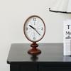 Classic Round Dial Wall Clock with Wooden Base Silent, Accurate Timekeeping, Perfect for Living Room Coffee Table or Bedroom Nightstand,