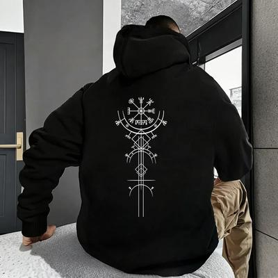 Vintage Viking Print Hoodies for Men High Quality Hooded Long Sleeve Pullover Fall Winter Daily Casual Sports Tops Men's Clothes