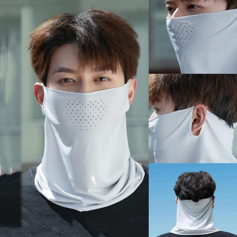 Summer Ice Silk Thin Breathable Sunscreen Face Mask An-ti UV Balaclava Face Neck Cover Hiking Cycling Camping Scarf Wrap Bandana
