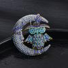 Coruja da Lua Azul Retrô Vintage Indústria Pesada Animal Acessórios Femininos Broche