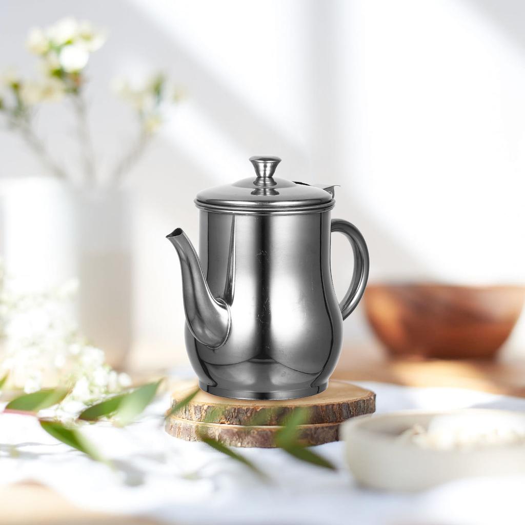 Stainless Steel Oil Pot Sauce Container Can Fine Mesh with Filter Holder for Restaurant Bottle Dispenser Handle