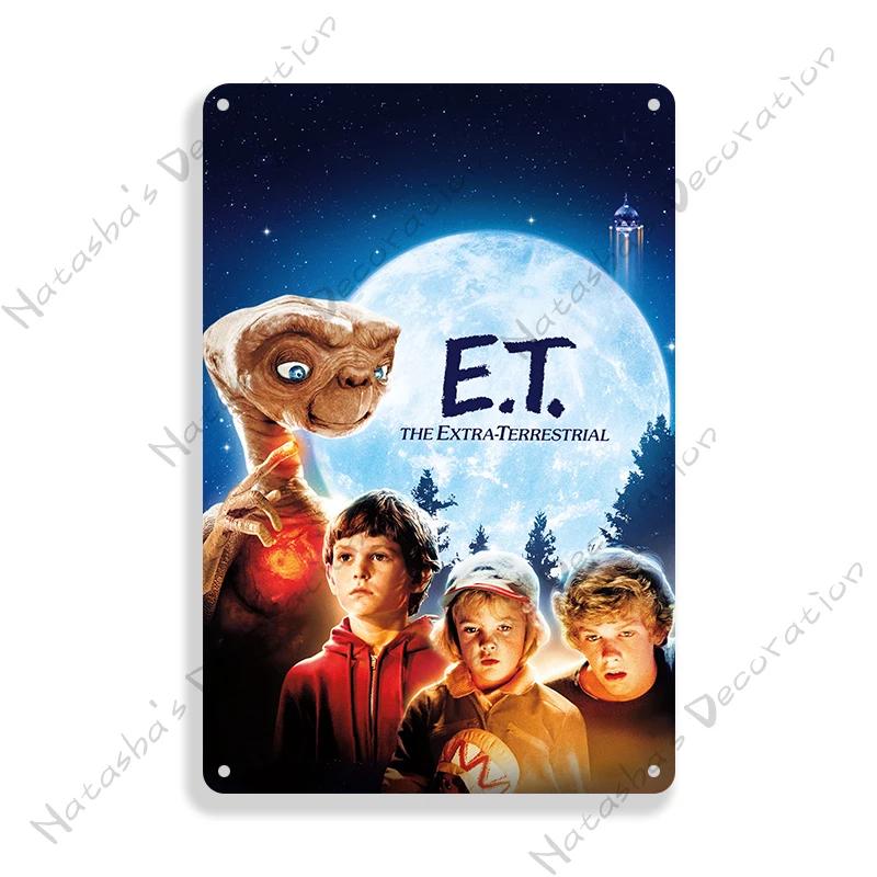 E.T. the Extra-Terrestrial Movie Metal Poster Vintage Wall Plate Bar Club Industrial Decor Metal Tin Sign Vintage Metal Plaque