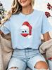 Drinking Christmas T‑Shirt Women Funny Wine Glass Santa Graphic Tee Tops Gift for Wine Lover Ladies Xmas Party Casual T‑shirt