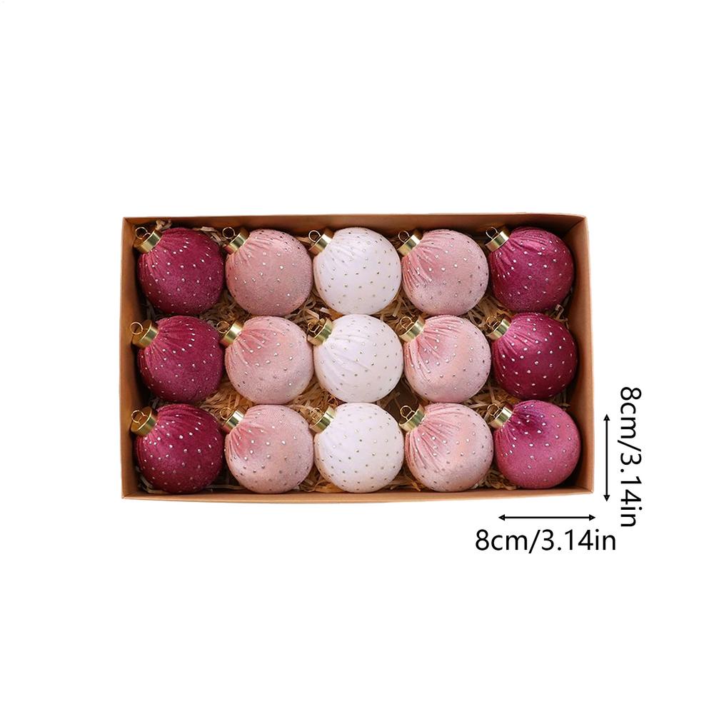 

15Pcs Velvet Christmas Balls for Xmas Tree Flocked Xmas Ball Hanging Pendents Navidad Festival Party Home Decor Supplies 8x8cm