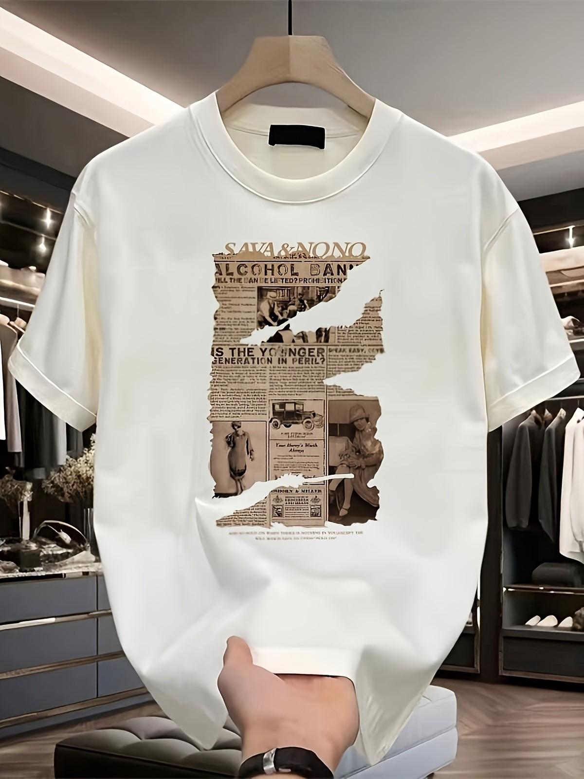 Men’s Vintage Japanese Newspaper Graphic T-Shirt Retro Tokyo Style Print Tee XXL