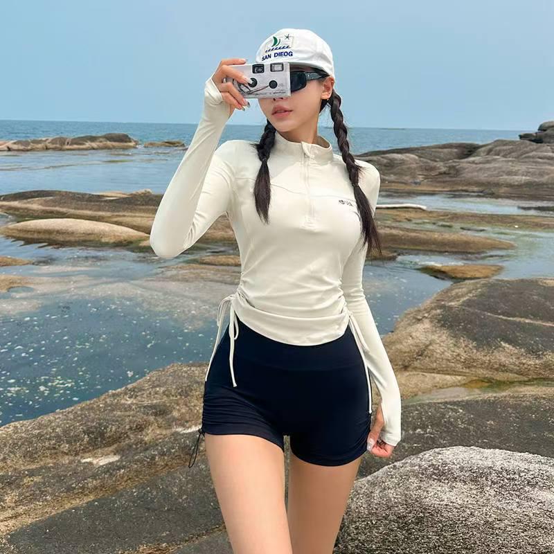 

Женский спортивный купальник с длинным рукавом в корейском стиле на молнии: Стройнящий, Консервативный, Идеально подходит для снорклинга, серфинга и дайвинга. Free Size Wholesale (75-125 kg)