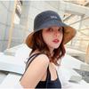 Damen Sommer Doppelseitig Tragbarer Fischerhut mit Breiter Krempe Outdoor Faltbarer Flacher Oberseite Panama Fischerhut Damen Reise Strand Visierhüte