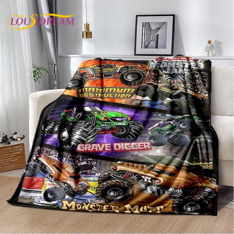 Monster Truck 3D Monster Jam Cartoon Soft Blankets,Keep Warm Throw Blanket Comfortable Blanket for Picnic Beds Sofa Home Bedroom