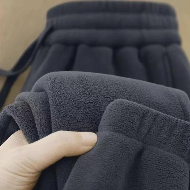 Men's Winter Double-Sided Fleece Sweatpants - Large Size, Warm, Casual, Cuffed Trousers