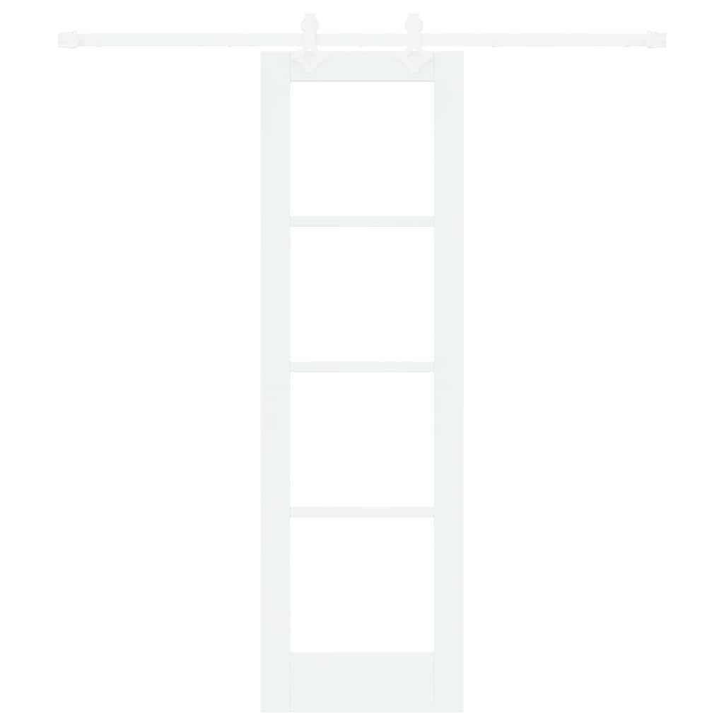 Sliding Door White 61 X 198.5 Cm Solid Pine Wood and Glass