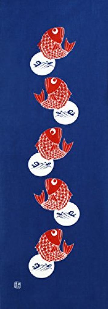 Dyeing Anbo Hand Towel the Waves of a Sea Authentic Made in 35cm x 100cm "Riding Bream" - Dyed, 100% Cotton, Tokuoka, Japan,
