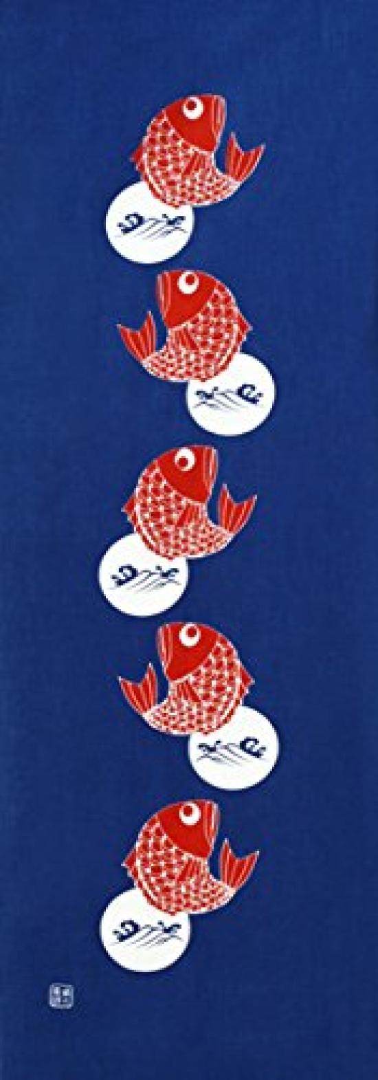 

Dyeing Anbo Hand Towel the Waves of a Sea Authentic Made in 35cm x 100cm Riding Bream - Dyed, 100% Cotton, Tokuoka, Japan,