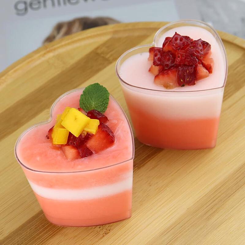 Pabei GD2019 70ML Mini Heart-Shaped Disposable Dessert Cups (100-Pack)