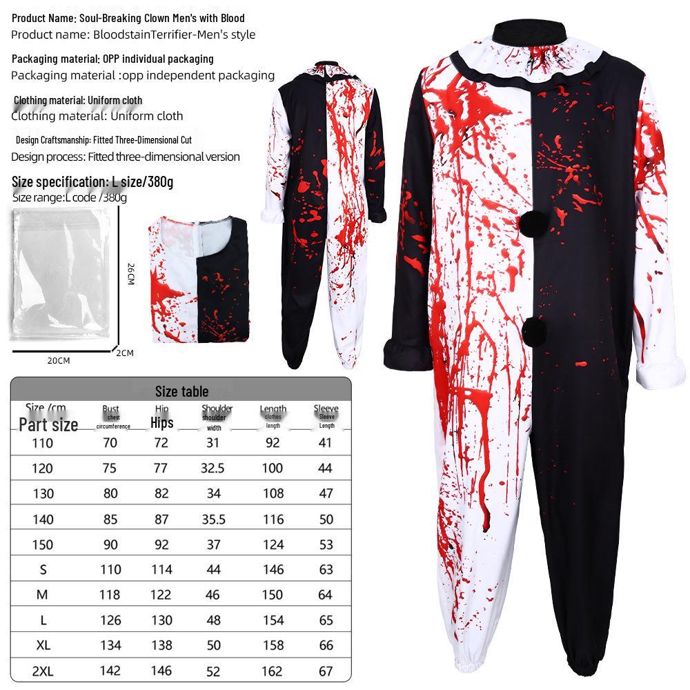 Soul-Shattering Clown Bloody Halloween Costume for Horror Role-Playing and Pranks