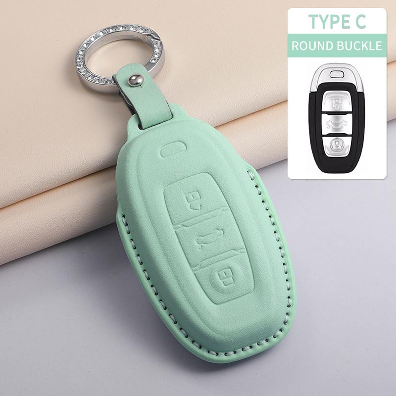 Fashion Car Key Case Cover For Faw Hongqi E-Hs9 High-End H5 H9 Car Keyring Luxury Leather Auto Accessories