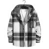 Men S Casual Loose Long Sleeve Hooded Plaid Flannel Shirt Jacket