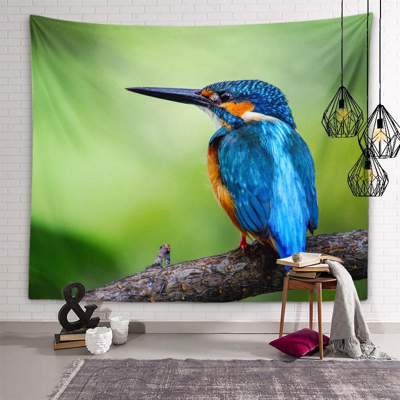 Tapiserie Kingfisher Artă de perete cu păsări Tapiserie decorativă Kawaii Cameră pentru copii Sufragerie Dormitor Cameră Estetică Decor interioară