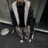 Jaquetas Acolchoadas Masculinas Moda Denim Lã com Capuz Desgastadas Zíper Patchwork Soltas Inverno Roupa Masculina Estilosa