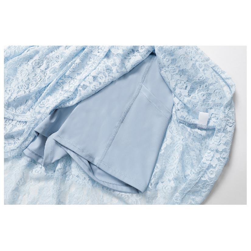 Spitze Nude Yoga Kurzer Rock, Mesh Atmungsaktiver Sport Kurzer Rock, Lauf Anti-Glare Tennisrock für Damen