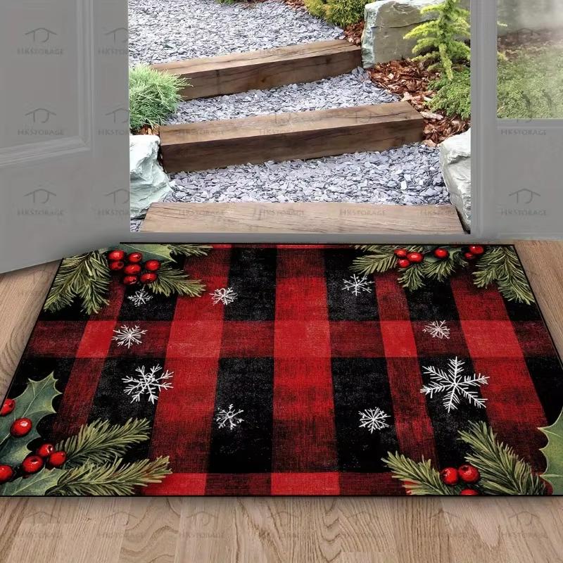 Weihnachtsteppich Türkei Teppich Rot Festliche Fußmatte Weicher Willkommensteppich Wohnzimmerteppich Läufer Für Schlafzimmer Heimdekoration