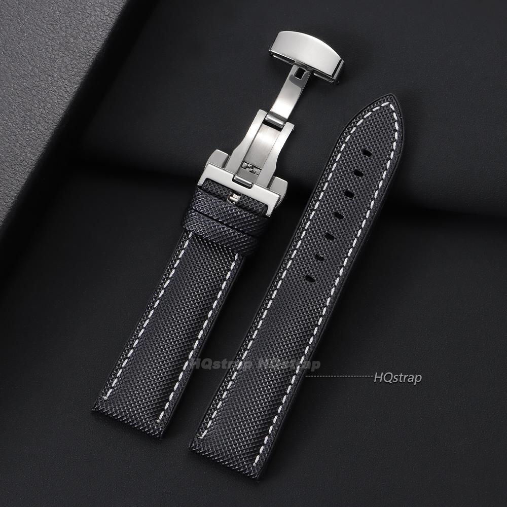 20 22 24mm Carbon Fiber Watch Strap Unisex Silicone Watchband Sport Strap for Smart Watch Waterproof Butterfly Buckle Bracelets