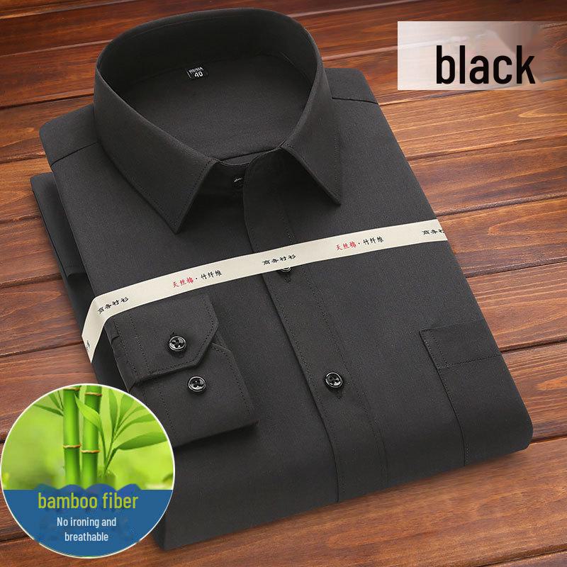 Men's Non-Iron Bamboo Business Casual White Shirt - Easy Care, Machine Washable